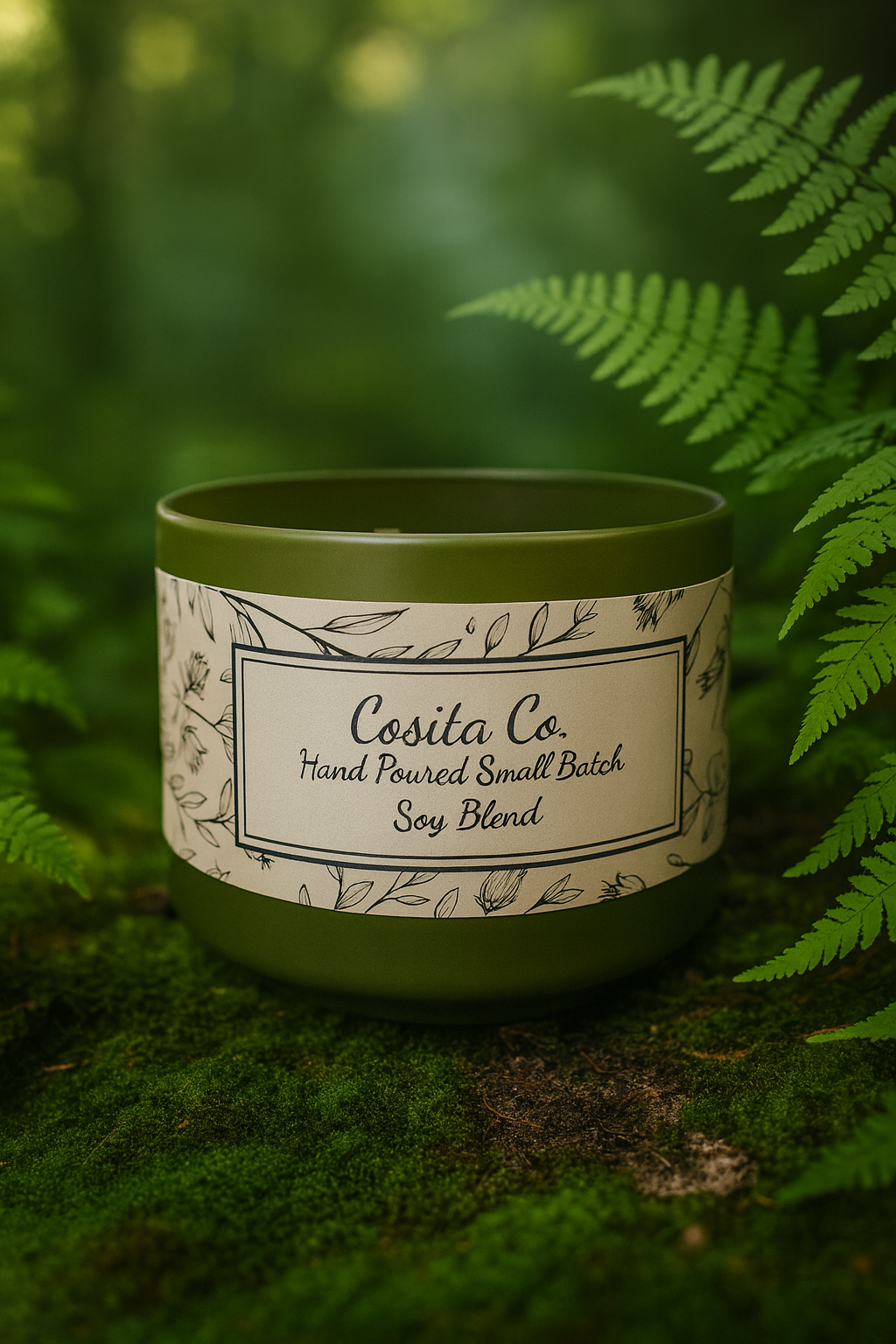 Fog & Fern | Cosita Co. | Handmade Small Batch Soy Blend Candle | Earthy, Fresh, Masculine Scent | Gift for Him