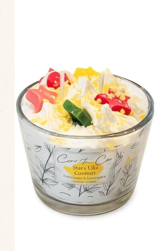 Stars Like Confetti Frosted Candle
