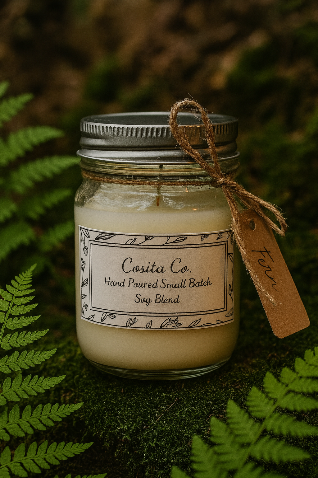 Fog & Fern | Cosita Co. | Handmade Small Batch Soy Blend Candle | Earthy, Fresh, Masculine Scent | Gift for Him